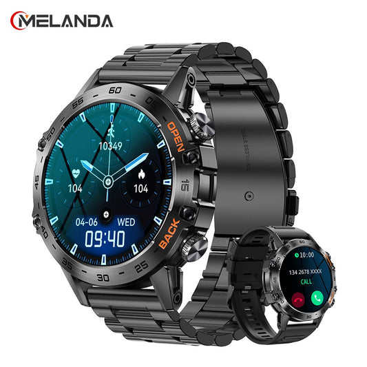 MELANDA Steel 1.39" Bluetooth Call Smart Watch Men Sports Fitness