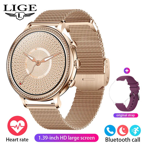 LIGE Luxury Smart Watches For Women Bluetooth Call Connected Phone