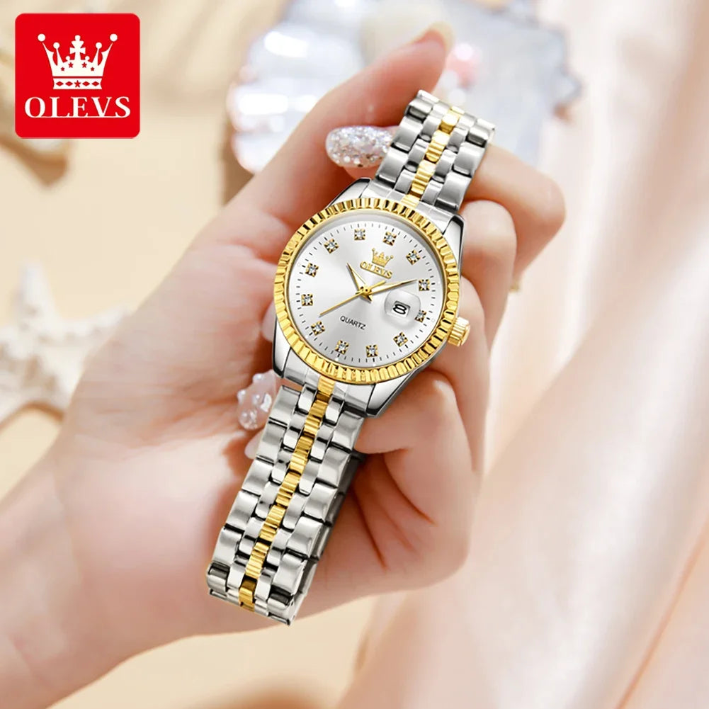 OLEVS 5526 Fashion Waterproof Watches For Women, Luxury Diamond Quartz