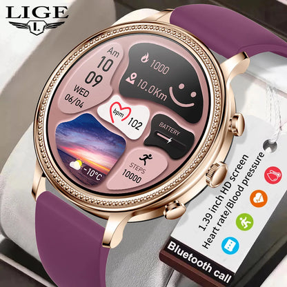 LIGE Luxury Smart Watches For Women Bluetooth Call Connected Phone