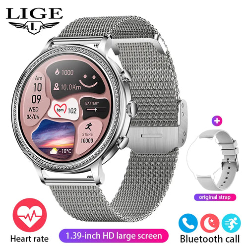 LIGE Luxury Smart Watches For Women Bluetooth Call Connected Phone