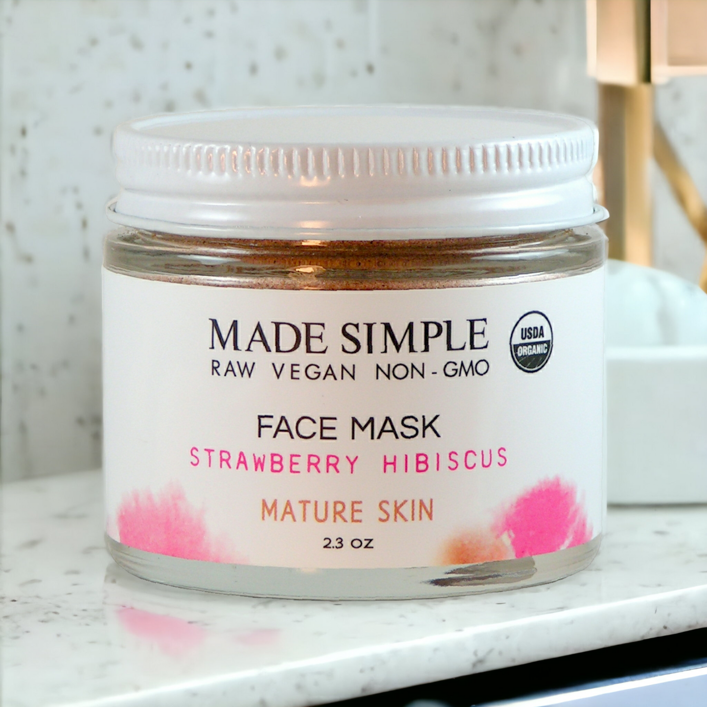 Strawberry Hibiscus Face Mask - Certified Organic & Vegan