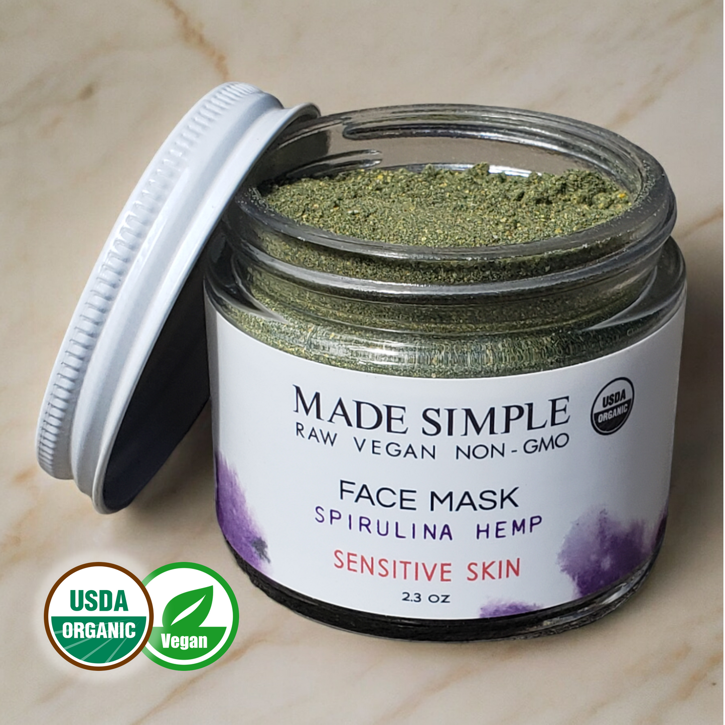 Spirulina Hemp Face Mask - Certified Organic, Vegan & Cruelty-free