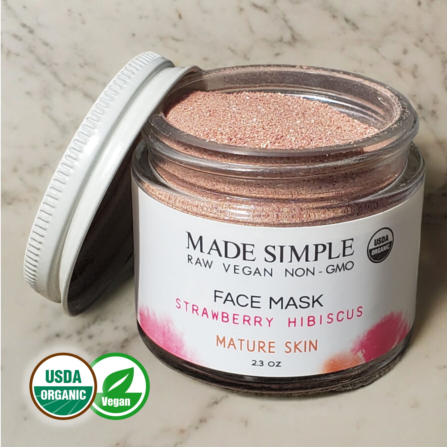 Strawberry Hibiscus Face Mask - Certified Organic & Vegan