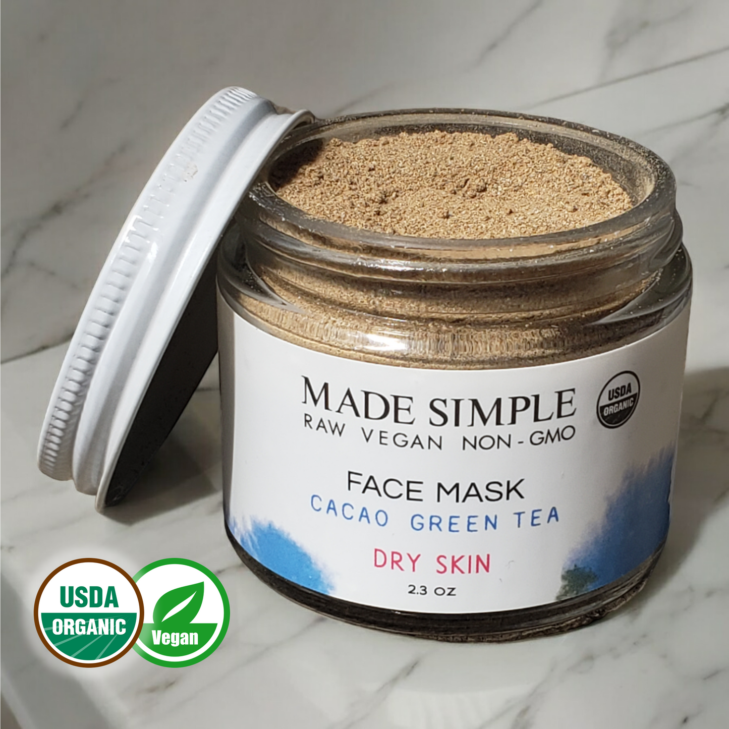 Cacao Green Tea Face Mask - Certified Organic & Vegan